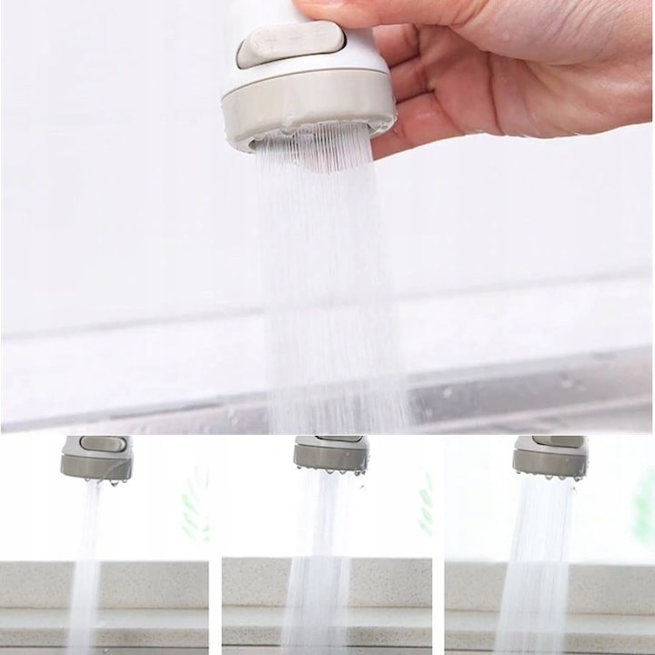 Cap de robinet cu aerator reglabil 3 tipuri de jet, rotire 360 grade, compatibil universal, material abs rezistent, culori alb bej, Dactylion® [2]