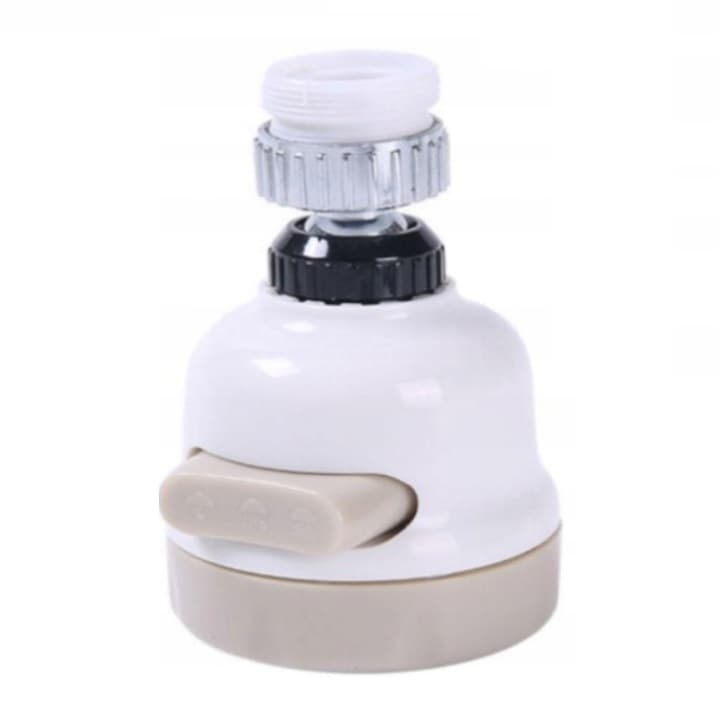 Cap de robinet cu aerator reglabil 3 tipuri de jet, rotire 360 grade, compatibil universal, material abs rezistent, culori alb bej, Dactylion® [4]