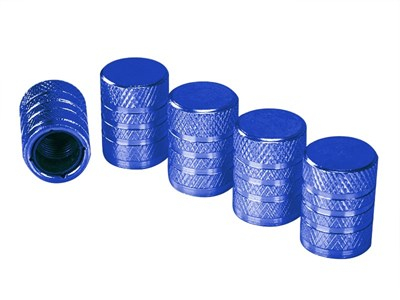 Capace de supapa din aluminiu cu insertie filetata din plastic, set 5 bucati, albastre [2]