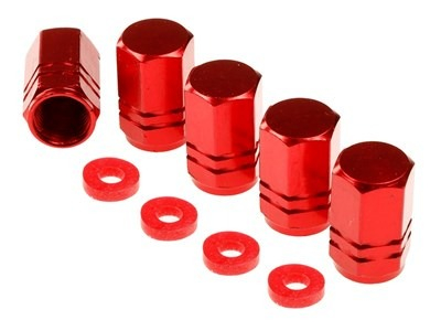 Capace de supapa hexagonale din aluminiu, set 5 bucati, rosii [2]