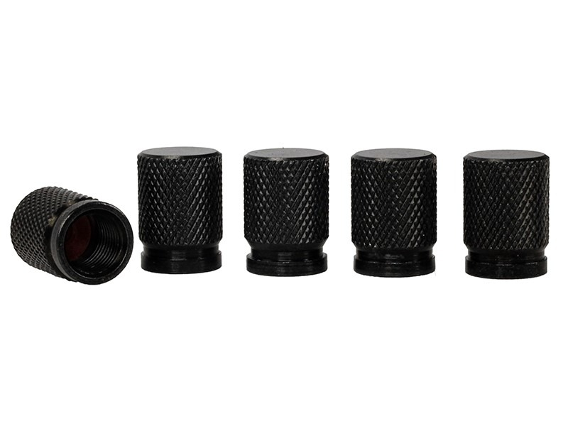 Capace de supapă rotunde, aluminiu, set de 5 buc., negre [2]