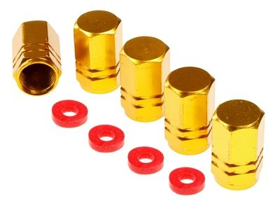 Capace pentru supapă, hexagonale din aluminiu, 5 buc., aurii [2]