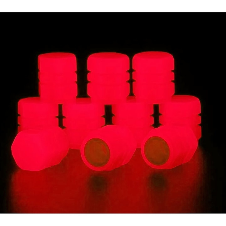 Capace ventil din silicon fluorescente, rosu – protectie pentru valve, efect luminos si compatibilitate universala [4]