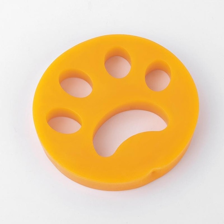 Captator scame si par animale, forma labuta, silicon reutilizabil, diametru 7 cm, pentru haine, textile si masina de spalat, portocaliu [2]