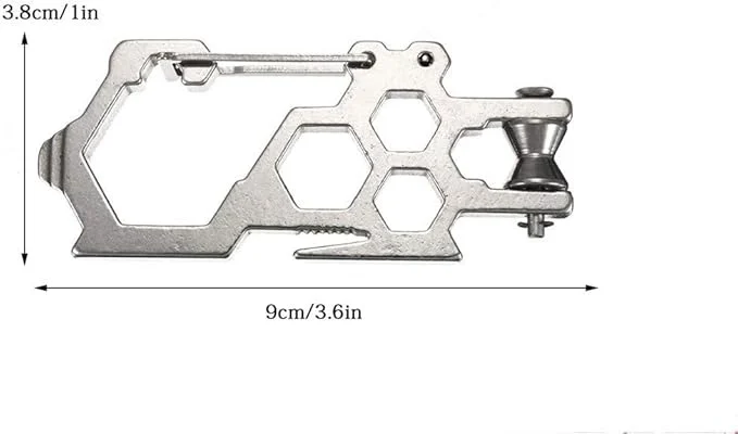 Carabina multifunctionala metalica cu desfacator, surubelnita si chei hexagonale, compacta 9 cm, argintiu [8]