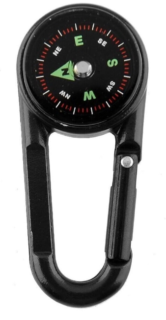 Carabina usoara cu busola integrata, multifunctionala, 6.5 cm, negru, accesoriu outdoor pentru orientare si prindere rapida [2]