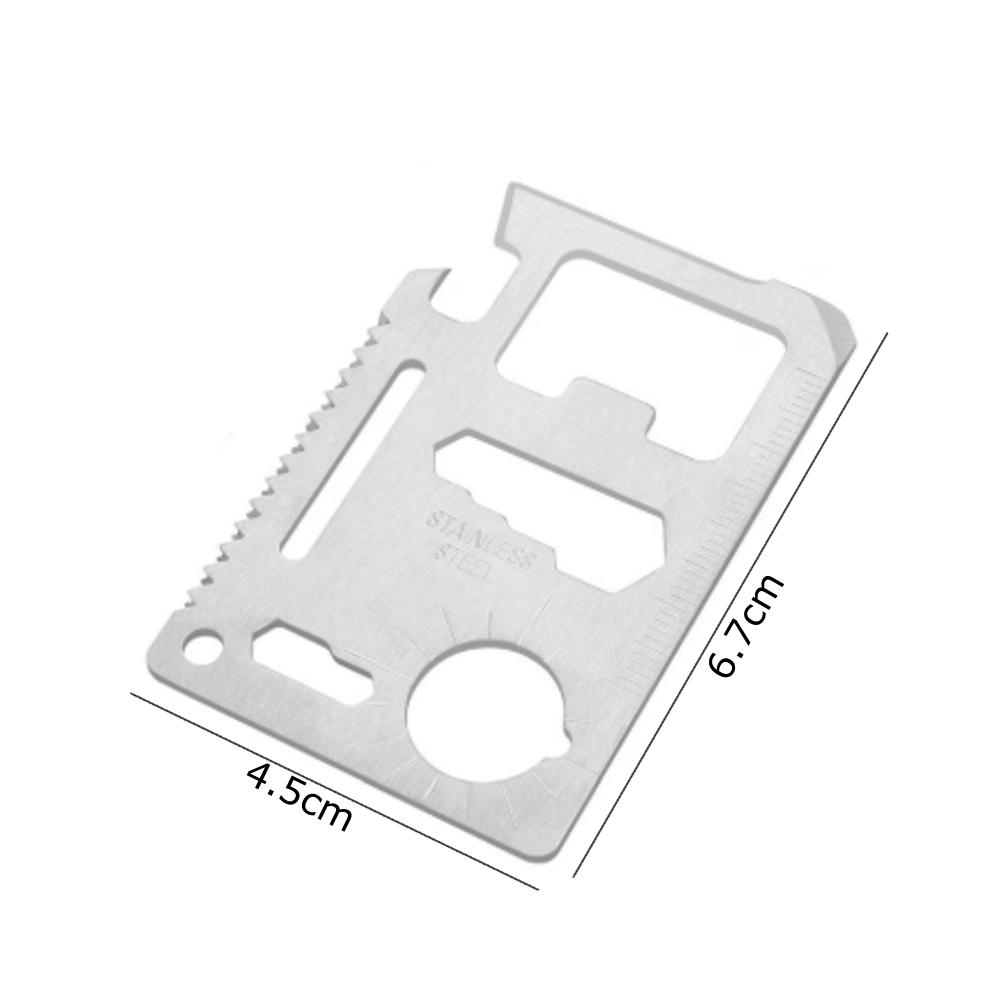 Card din metal inoxidabil, multifunctional, supravietuire si urgente, argintiu, cu husa de protectie [6]