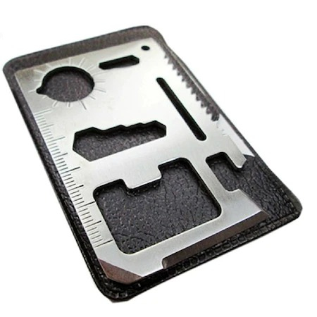 Card multifunctional de supravietuire, 11 instrumente, otel inoxidabil [8]