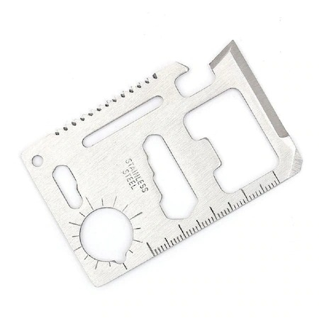 Card multifunctional de supravietuire, 11 instrumente, otel inoxidabil [7]