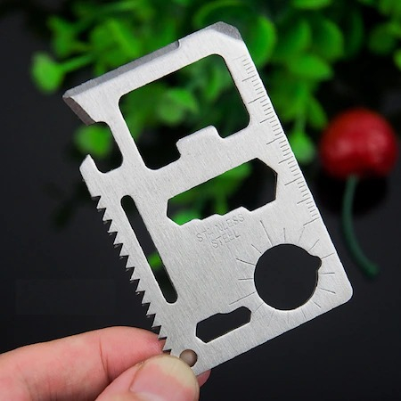Card multifunctional de supravietuire, 11 instrumente, otel inoxidabil [5]