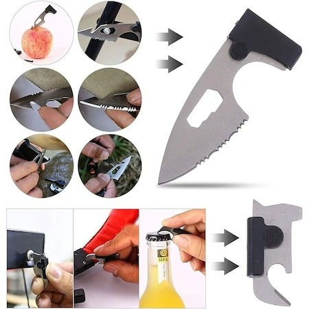 Card supravietuire multifunctional, 10 functii, otel inoxidabil, negru [2]