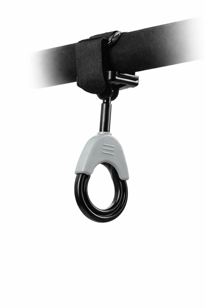 Carlig carucior din plastic cu velcro, rotativ 360°, suport genti si sacose, sarcina maxima 2 kg, gri-negru, 1 buc [6]