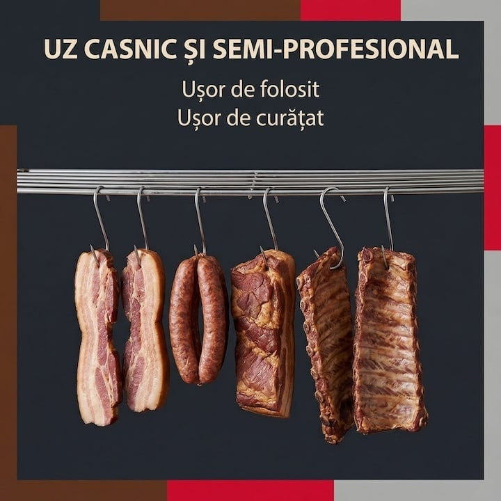 Carlig de macelarie, argintiu 14 cm, grosime 3 mm, otel inoxidabil forma S cu capat pentru perforare, pentru agatarea carnii si preparatelor in afumatoare [7]