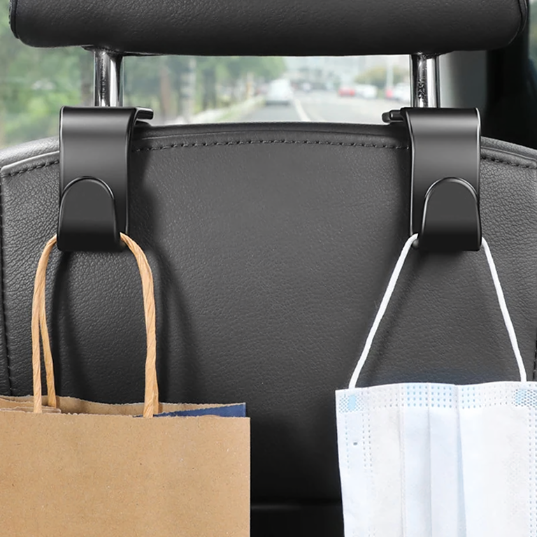 Carlige pentru tetiera auto, set 4 bucati, organizator universal pentru scaun, suport pentru genti si pungi, capacitate 40 kg, ABS, negru [7]