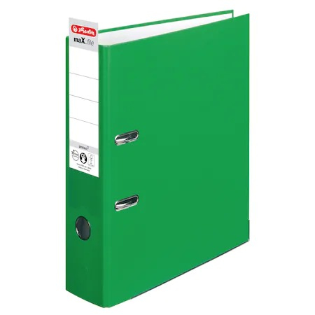 Biblioraft din plastic A4 Herlitz, 8 cm latime - Verde