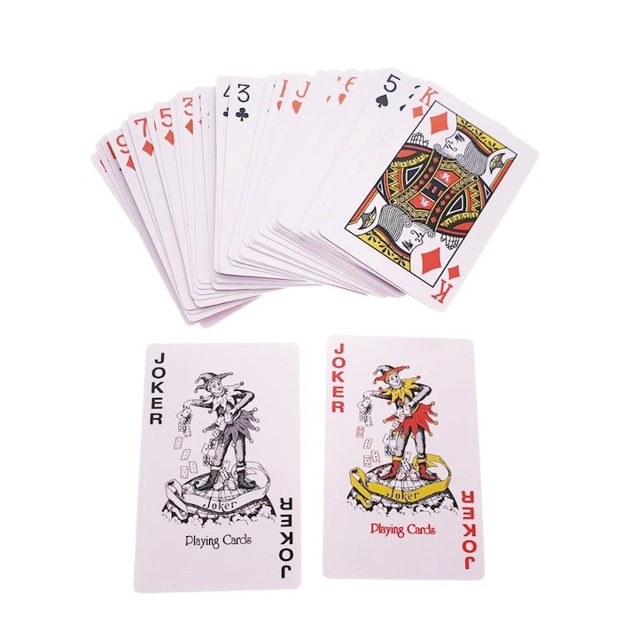 Carti de joc, din carton plastifiat, 54 bucati - Rosu [3]