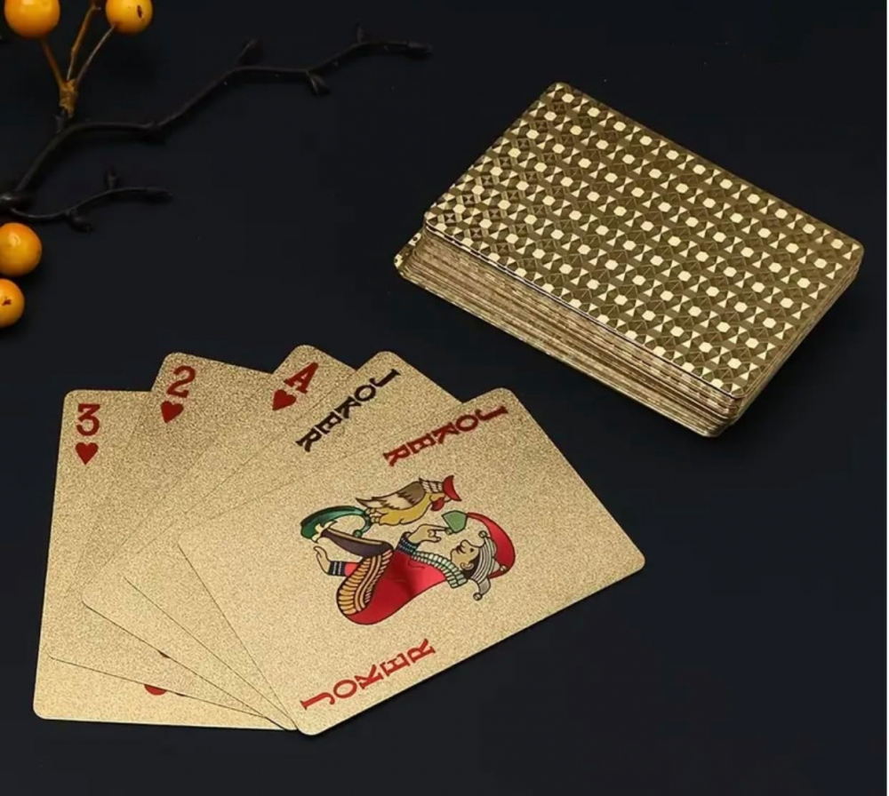 Carti de joc premium, rezistente si durabile la apa, suflate cu aur de 24k, poker, petreceri, ocazii speciale [6]