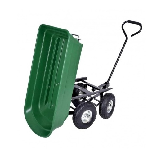 Carucior basculabil de curte,gradina,cadru metalic si cuva din material rezistent,sarcina maxima 250 kg - Verde [10]