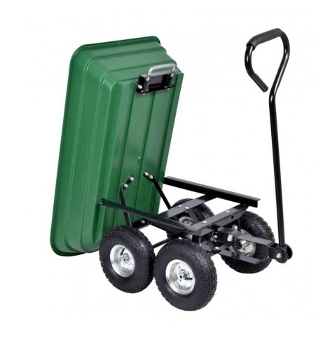 Carucior basculabil de curte,gradina,cadru metalic si cuva din material rezistent,sarcina maxima 250 kg - Verde [4]