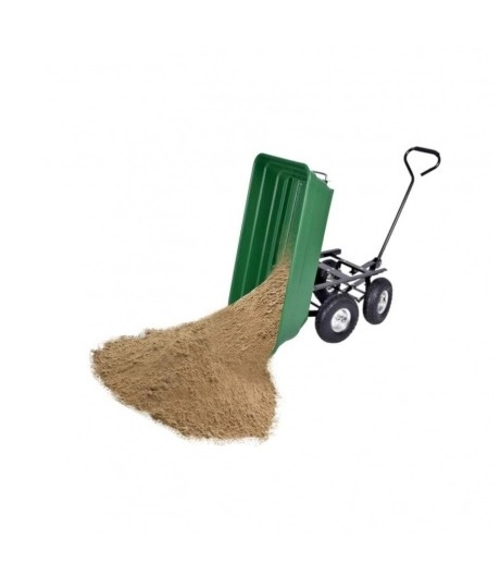 Carucior basculabil de curte,gradina,cadru metalic si cuva din material rezistent,sarcina maxima 250 kg - Verde [8]