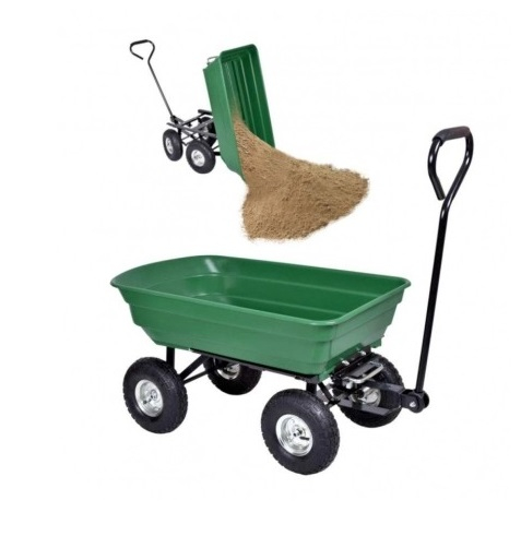 Carucior basculabil de curte,gradina,cadru metalic si cuva din material rezistent,sarcina maxima 250 kg - Verde [2]