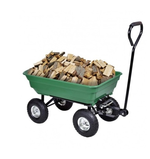 Carucior basculabil de curte,gradina,cadru metalic si cuva din material rezistent,sarcina maxima 250 kg - Verde [5]
