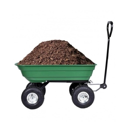 Carucior basculabil de curte,gradina,cadru metalic si cuva din material rezistent,sarcina maxima 250 kg - Verde [6]