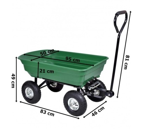 Carucior basculabil de curte,gradina,cadru metalic si cuva din material rezistent,sarcina maxima 250 kg - Verde [3]