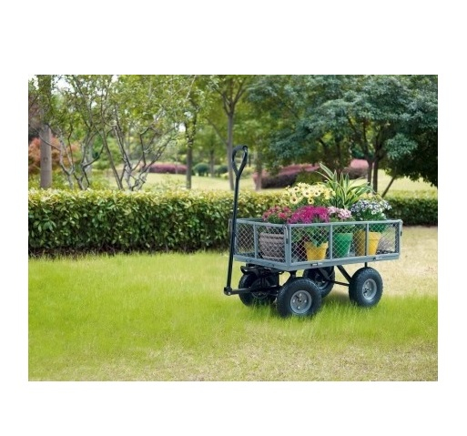 Carucior basculabil de curte,gradina,cadru metalic,roti pneumatice,sarcina maxima 200 kg - Gri [4]