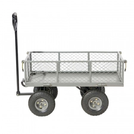 Carucior basculabil de curte,gradina,cadru metalic,roti pneumatice,sarcina maxima 200 kg - Gri [3]