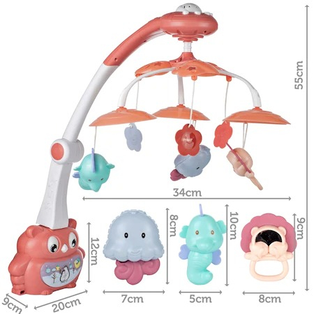 Carusel Interactiv Multifunctional bebelusi, 33 x 43 x 53 cm, lumini multicolore si sunete,Proiector cu animalute [4]
