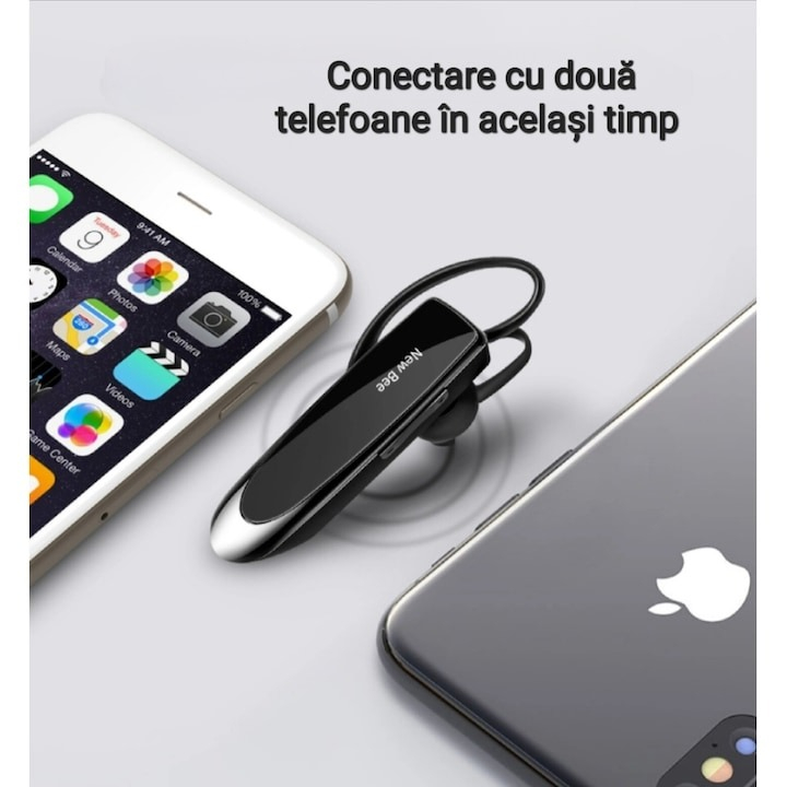 Casca Bluetooth 5.0 New Bee, wireless, autonomie 20 ore, husa transport si protectie inclusa [6]