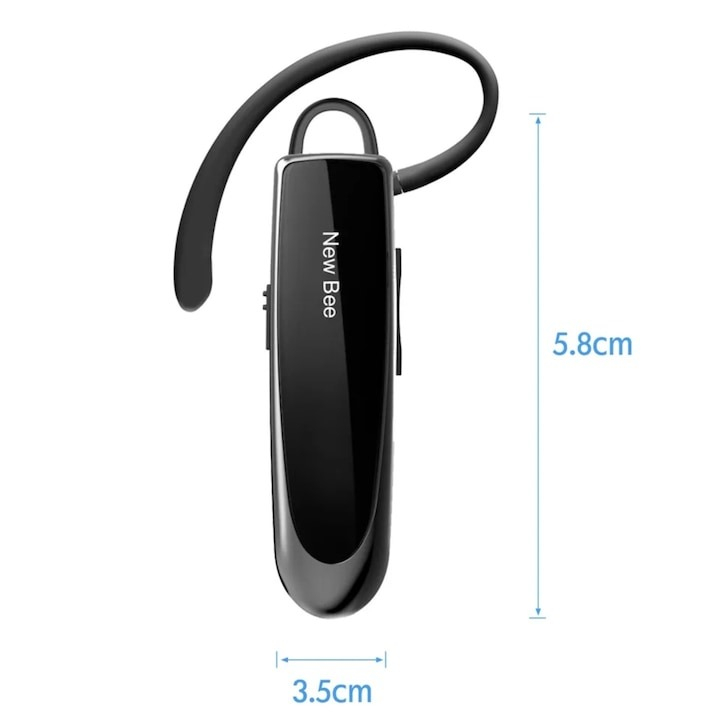 Casca Bluetooth 5.0 New Bee, wireless, autonomie 20 ore, husa transport si protectie inclusa [8]