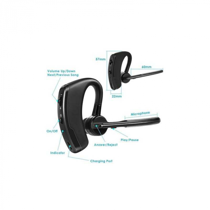 Casca Bluetooth V8, Wireless, reduce zgomotul si ecoul din apeluri, claritate HD, Negru [5]
