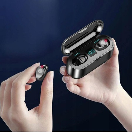 Casti wireless F9,afisare digitala - Negru [2]