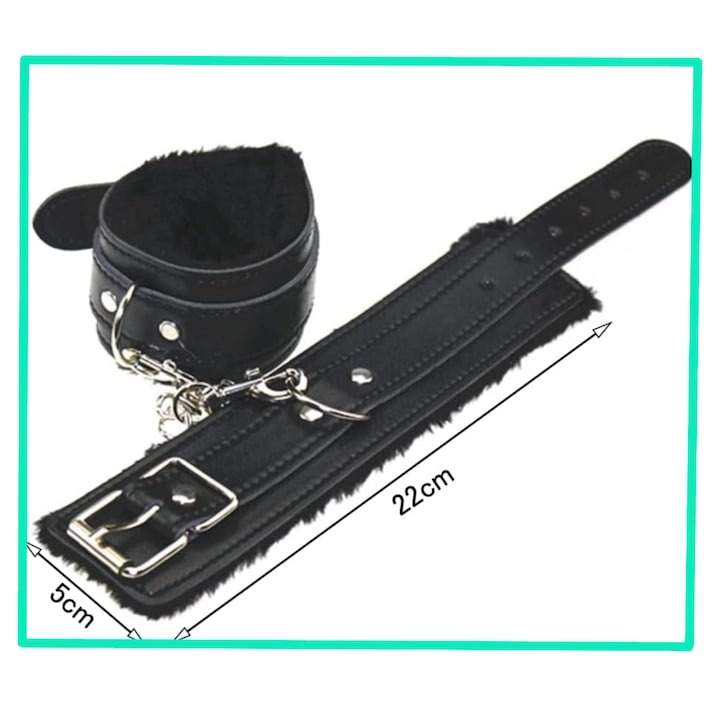 Catuse jucarii erotice, prindere moale, din piele, plus, marime universala - Negru [3]