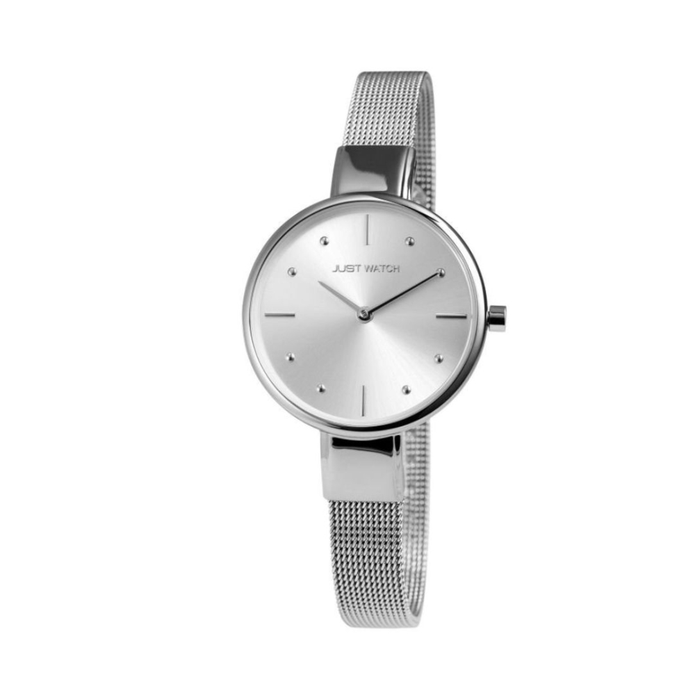 Ceas dama, argintiu 21,5 cm cu bratara mesh din otel inoxidabil 10 mm, carcasa subtire 32 mm, quartz japonez VJ20, sticla minerala, 3 bar [6]