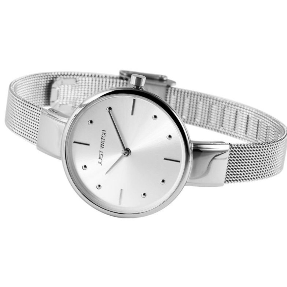 Ceas dama, argintiu 21,5 cm cu bratara mesh din otel inoxidabil 10 mm, carcasa subtire 32 mm, quartz japonez VJ20, sticla minerala, 3 bar [2]