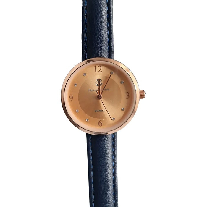 Ceas dama cu aspect haute couture, carcasa aur roz, pietre decorative, curea PU, baterie inlocuibila – Christian Lacroix [5]