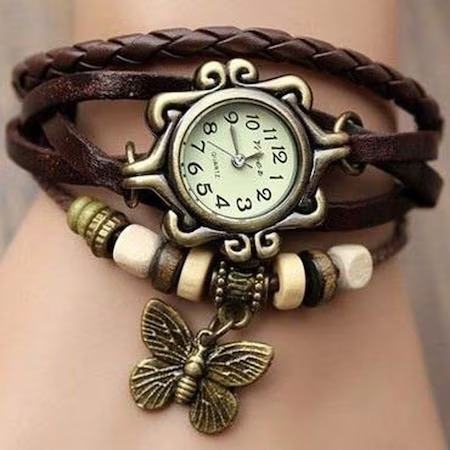 Ceas dama Retro,mecanism Quartz,curea din piele ecologica - Maro [3]