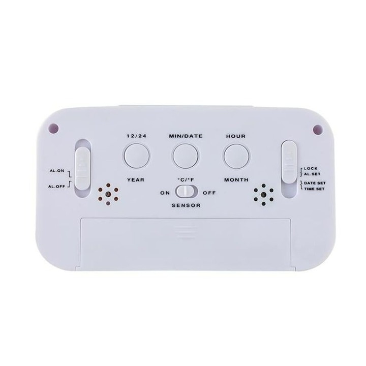 Ceas electronic cu afisare LED, alarma si termometru - Alb [5]