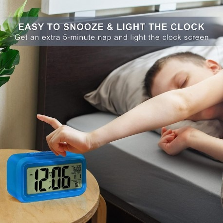 Ceas electronic cu afisare LED, alarma si termometru, albastru [6]