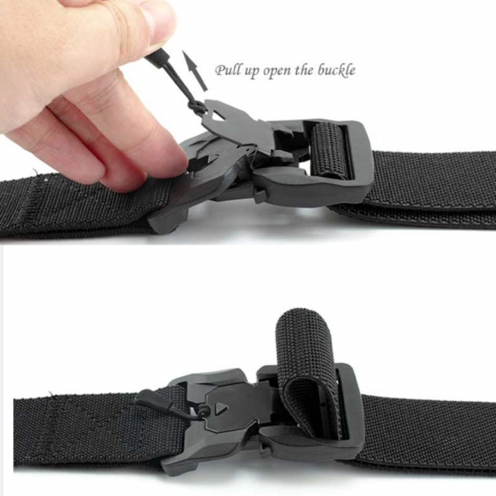 Centura tactica pentru barbati, 3.8 x 125 cm, catarama magnetica, material textil rezistent, negru – confort, durabilitate si stil pentru utilizare zilnica [2]