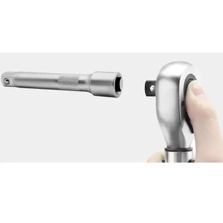 Cheie dinamometrica multifunctionala cu clichet, cuplu reglabil 28–210 Nm, otel-crom, 1/2 inch, 3 capete 17/19/21 mm, lungime 47 cm [6]