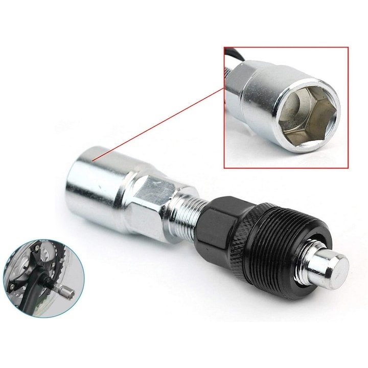 Cheie extractoare pentru pedale bicicleta, din otel, compatibil cheie 15, lungime 8.5 cm, patrata, negru/argintiu [9]