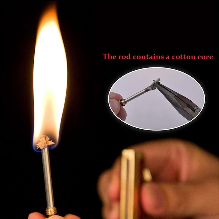 Chibrit reincarcabil, otel, tip breloc, 6.4x1.9 cm, gri [13]