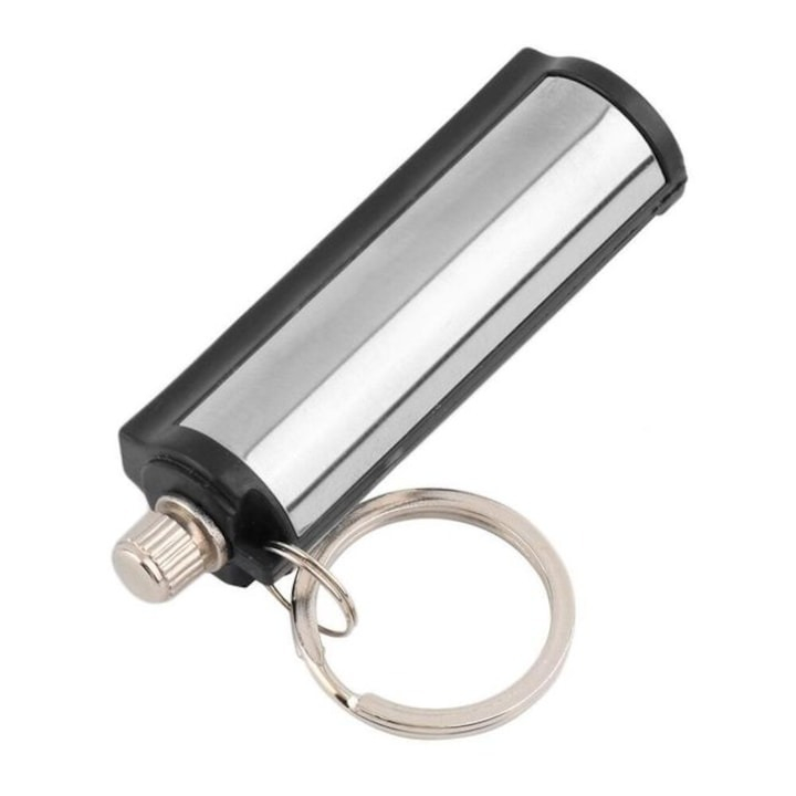 Chibrit reincarcabil, otel, tip breloc, 6.4x1.9 cm, gri [8]