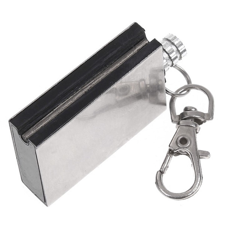 Chibrit cremene 2in1, rezervor de combustibil reincarcabil, tip breloc, 5x3 cm, argintiu [2]