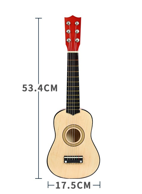 Chitara pentru copii caramiziu, 53.4 x 17.5 x 5.8 cm, din lemn, 6 corzi din nailon [2]