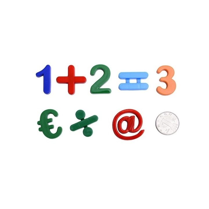 Cifre si simboluri magnetice pentru frigider, set 37 piese, joc educativ pentru invatare matematica, copii 3+ ani, plastic [5]